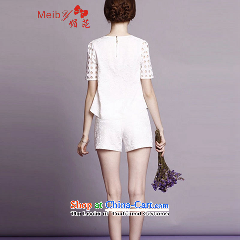 Large meiby female wild large leisure wears female chiffon shirt shirt shorts two kits Summer Scent of small wind Kit 6068 White S OF (meiby) , , , shopping on the Internet