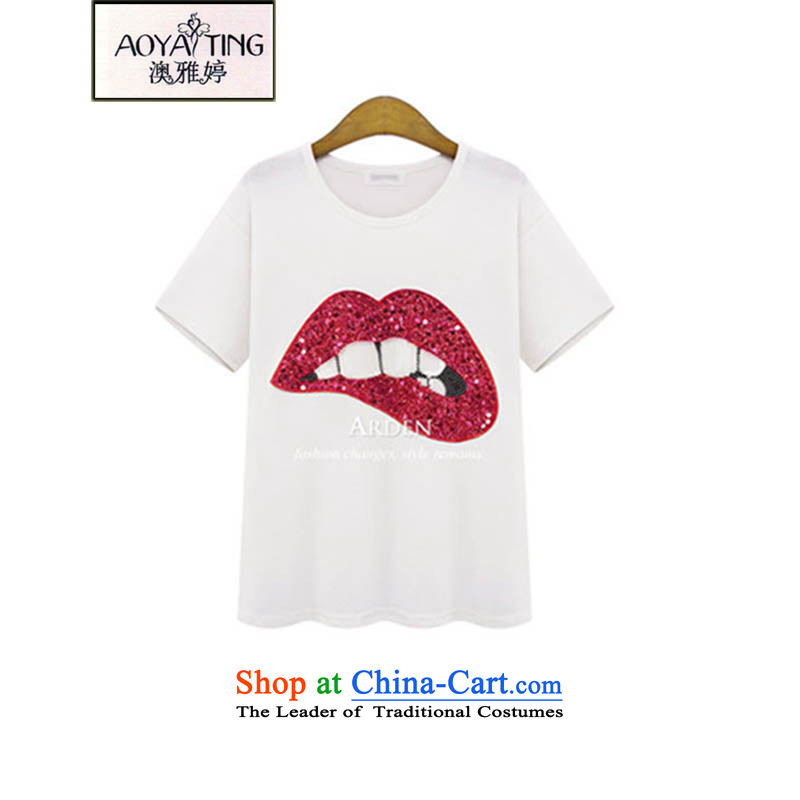 O Ya-ting 2015 new to increase women's code thick mm summer short-sleeved T-shirt video thin coat female red lips, 864 White 4XL recommends that you, O Jacob 160-180-ting (aoyating) , , , shopping on the Internet
