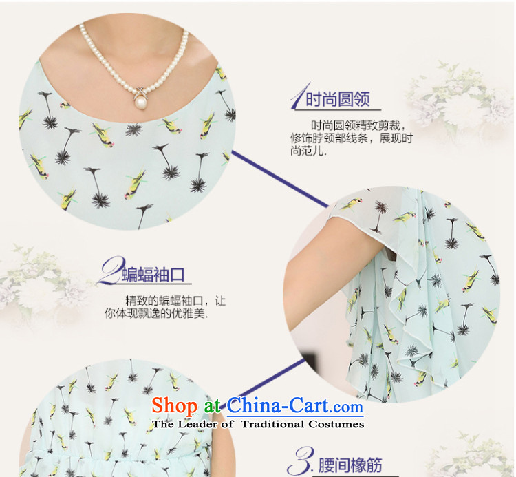 2015 summer morning to the new Korean to xl blouses thick mm Sau San video bat sleeves thin round-neck collar fresh stamp chiffon shirt T-shirt light green 5XL recommendations 180-200 catty picture, prices, brand platters! The elections are supplied in the national character of distribution, so action, buy now enjoy more preferential! As soon as possible.