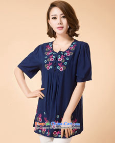 The sea route take the Korean version of the new farm embroidered saika relaxd summer short-sleeved T-shirt pure cotton female larger shirts in red 3XL 5E1073 picture, prices, brand platters! The elections are supplied in the national character of distribution, so action, buy now enjoy more preferential! As soon as possible.