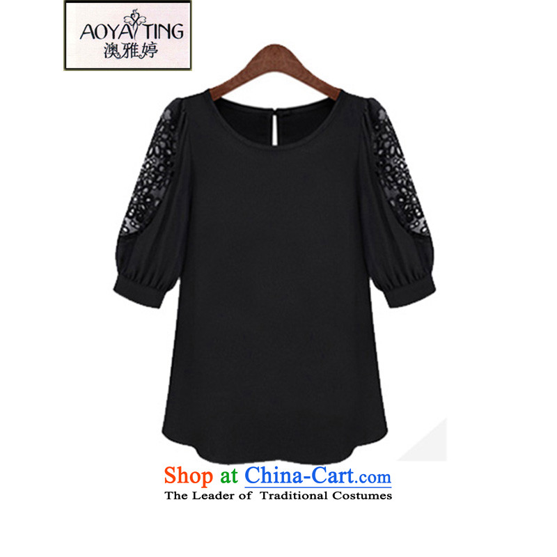 O Ya-ting 2015 new to increase women's code thick mm spring and summer load in the chiffon shirt-sleeve t-shirt shirt 320 Black 2XL 125-145 recommends that you, O Jacob aoyating Ting () , , , shopping on the Internet