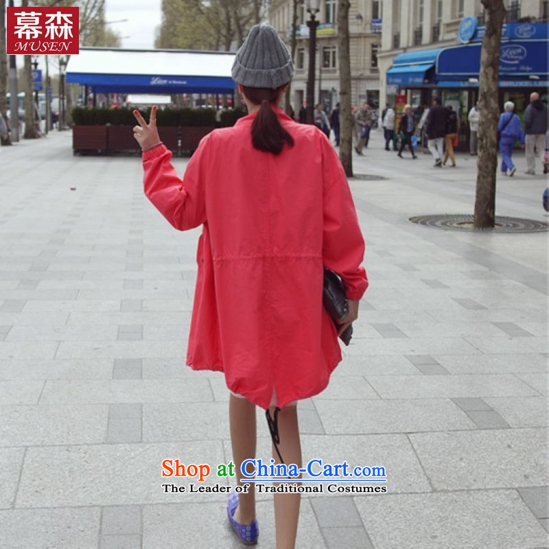 The sum of the   spring 2015 Korean version of large numbers of ladies thick mm Foutune of video thin coat leisure drawcord in Long Hoodie 200 catties can wearing a red , L, the sum has been pressed shopping on the Internet