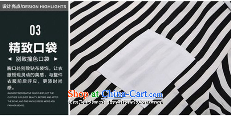 The new summer 2015 round-neck collar bars in the Western big large female loose chiffon shirt girl in the fifth-sleeved T-shirt video thin coat chiffon shirt white vertical streaks XXL picture, prices, brand platters! The elections are supplied in the national character of distribution, so action, buy now enjoy more preferential! As soon as possible.