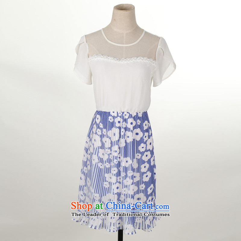 C.o.d. Package Mail mm thick snow woven dresses 2015 Summer fresh sweet stamp puzzle color short skirts XL Graphics thin OL gauze skirt blue L about 110-120, land is of Yi , , , shopping on the Internet