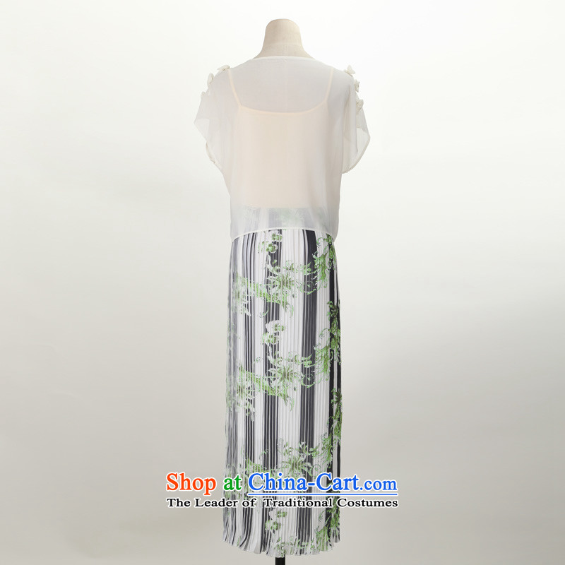 C.o.d. package mail us of thick npc long skirt 2015 new summer fresh two kits chiffon dresses streaks stamp short-sleeved shirts White M female approximately 90-110, land is of Yi , , , shopping on the Internet