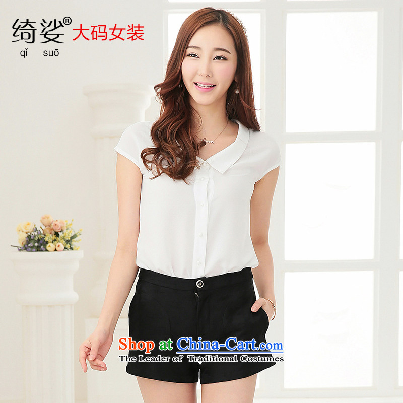 As provided for in the summer 2015 New Product Codes female Korean sweet Peter Pan for video short-sleeved thin chiffon short T-shirt  2718 White 4XL, Yee (qisuo provisions) , , , shopping on the Internet