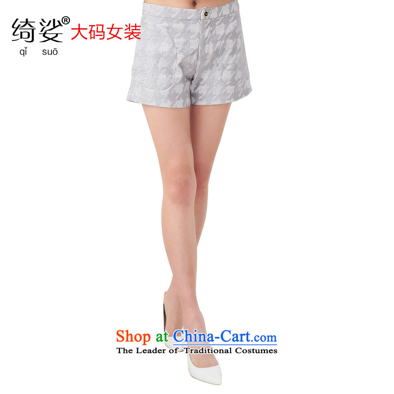 As provided for in the summer 2015 New Product Code women thick mm solid color grid graphics thin to intensify the small shorts? 2702?Gray?4XL