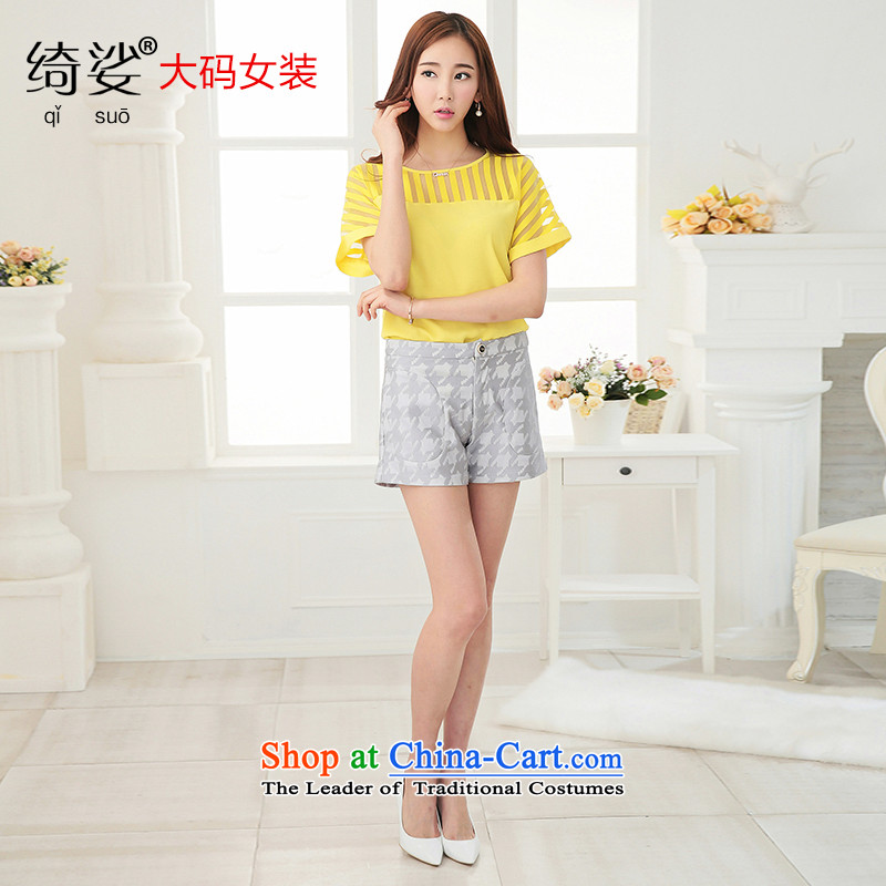 As provided for in the summer 2015 New Product Code women thick mm solid color grid graphics thin to intensify the small gray 4XL, 2702 shorts Yee (qisuo provisions) , , , shopping on the Internet