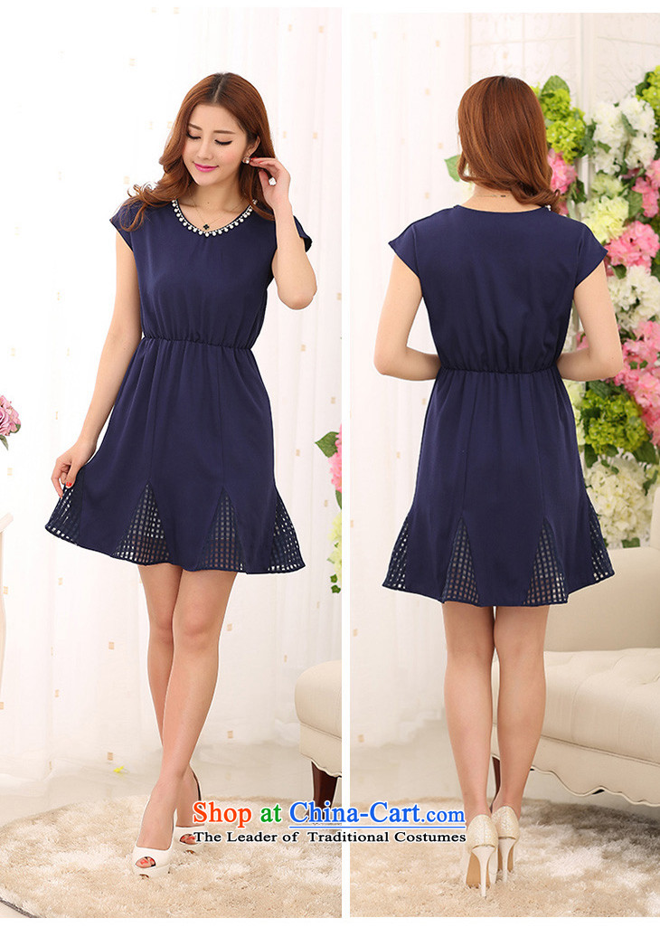 C.o.d. Package Mail thick mm larger pearl round-neck collar dresses 2015 new summer goddess van OL lady short-sleeved chiffon skirts large dark blue XXL approximately 140-155 catty picture, prices, brand platters! The elections are supplied in the national character of distribution, so action, buy now enjoy more preferential! As soon as possible.