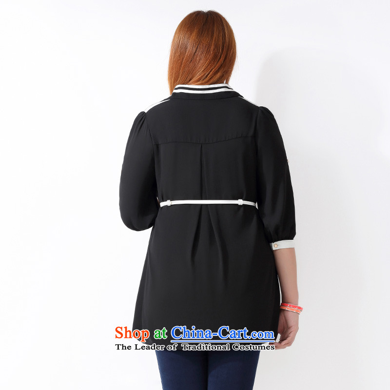 Picking taho xl women 2015 Spring/Summer new smart casual MM thick stitching loose video in the thin long short-sleeved shirt A3661 female black 2XL, picking of turbot, Tsai (CAIDOBLE) , , , shopping on the Internet