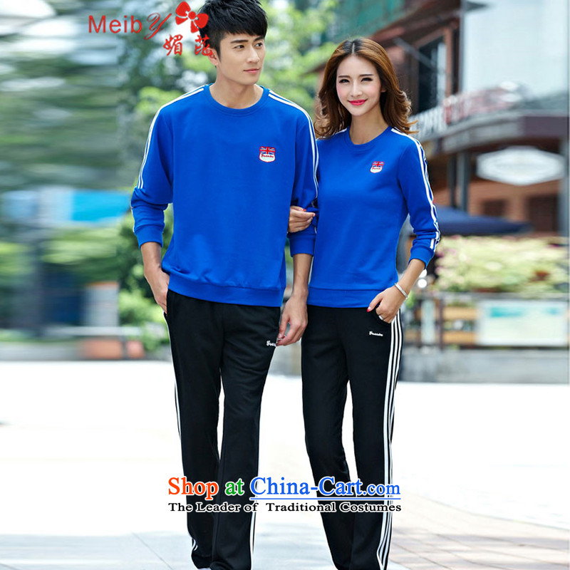 Meiby of couples package for larger men and women and men in uniform, T-shirt with round collar Leisure Package fall under article 3 of the new forward slash sweater couples with 8826 color blue?XXXL