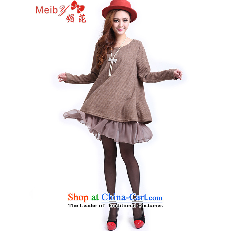 Of 200 catties trendy code women during the spring and autumn replacing thick mm increase to stitching bow tie thick sister video thin long-sleeved round-neck collar dresses 5020 cards of its XXL., meiby () , , , shopping on the Internet