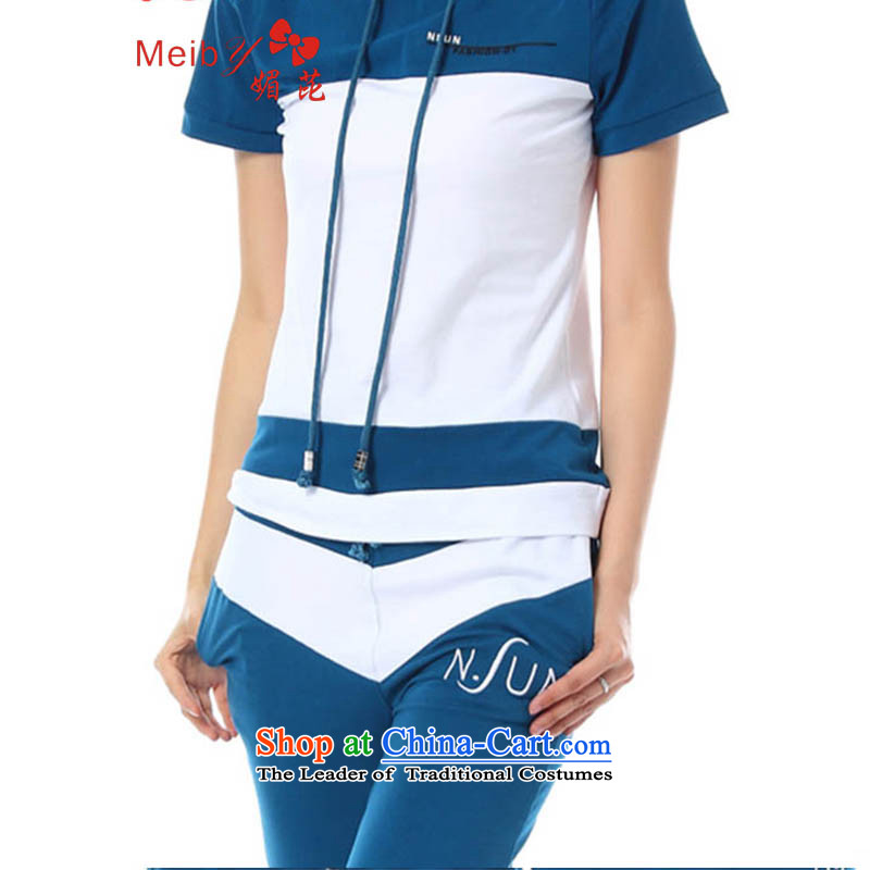 Large meiby female wild summer new couples with Korean Sports and leisure with cap of the sportswear stitching knocked color wild blue XL, of 6730 (meiby) , , , shopping on the Internet