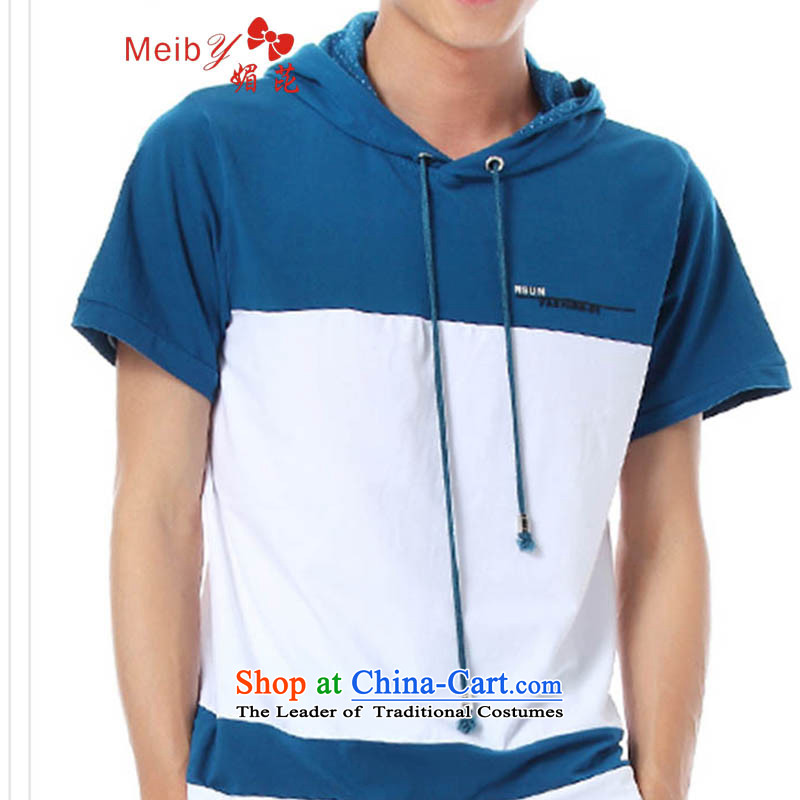Large meiby female wild summer new couples with Korean Sports and leisure with cap of the sportswear stitching knocked color wild blue XL, of 6730 (meiby) , , , shopping on the Internet