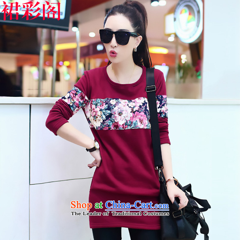 The new cabinet is also skirt the lint-free thick long-sleeved T-shirt female Korean loose not long in the Netherlands, forming the lint-free lint-free wine red M, 807 female skirt multimedia room , , , shopping on the Internet
