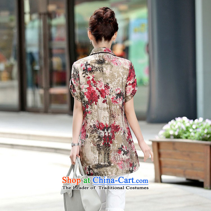 El-ju Yee Nga 2015 Summer New To XL ink water women in long short-sleeved shirt sister thick blue flowers XXL, YZ5388 el-ju Yee Nga shopping on the Internet has been pressed.