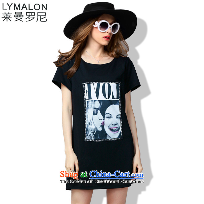 The lymalon lehmann thick, Hin thin 2015 Summer new large wild women to loose short-sleeved dresses 60713 White XL