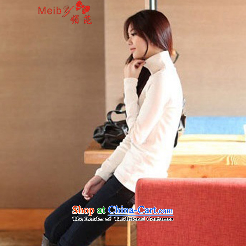 Meiby high collar, forming the basis for autumn and winter by Korean female shirt version of large long-sleeved blouses and code in compassionate long thick mm thick cotton t-shirt 1832 White. 3XL, of (meiby) , , , shopping on the Internet