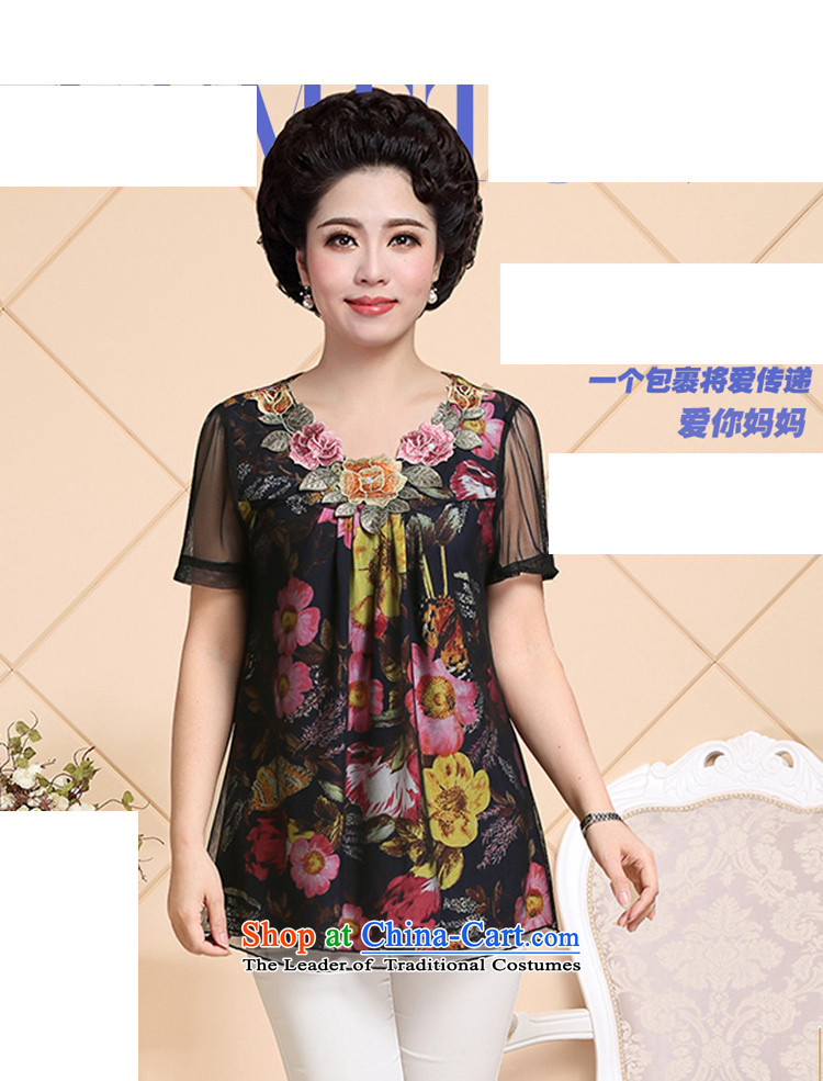 The beautiful summer believers 2015 new stamp larger women in older chiffon shirt, forming the basis for larger shirt short-sleeved T-shirt with round collar pension blue flowers M picture, prices, brand platters! The elections are supplied in the national character of distribution, so action, buy now enjoy more preferential! As soon as possible.