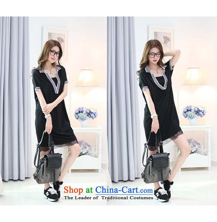 The new summer missdonut2015 to increase women's code 200 catties Korean thick sister lace stitching thick mm short-sleeved black dress code XL Photo, prices, brand platters! The elections are supplied in the national character of distribution, so action, buy now enjoy more preferential! As soon as possible.