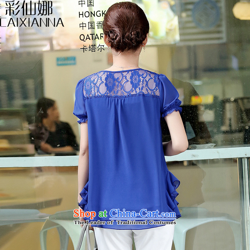Also the 2015 spring/summer sin with the new president short-sleeved shirt female double chiffon larger small blue shirt XL, multimedia-na (CAIXIANNA cents) , , , shopping on the Internet