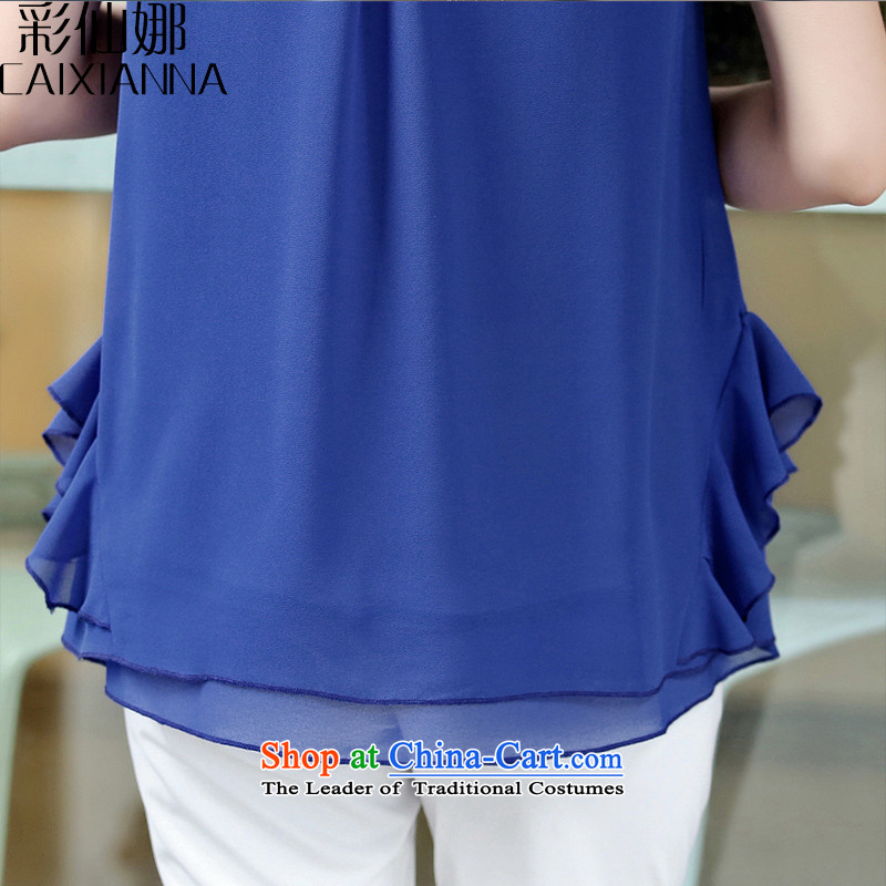 Also the 2015 spring/summer sin with the new president short-sleeved shirt female double chiffon larger small blue shirt XL, multimedia-na (CAIXIANNA cents) , , , shopping on the Internet