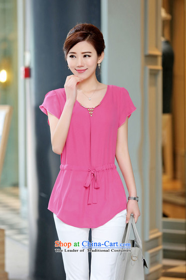 In accordance with the 2015 Korea Yeon Opertti version stylish and simple large wild shirt drawcord waist video thin Sau San new summer chiffon D56527 shirts in red XXL picture, prices, brand platters! The elections are supplied in the national character of distribution, so action, buy now enjoy more preferential! As soon as possible.