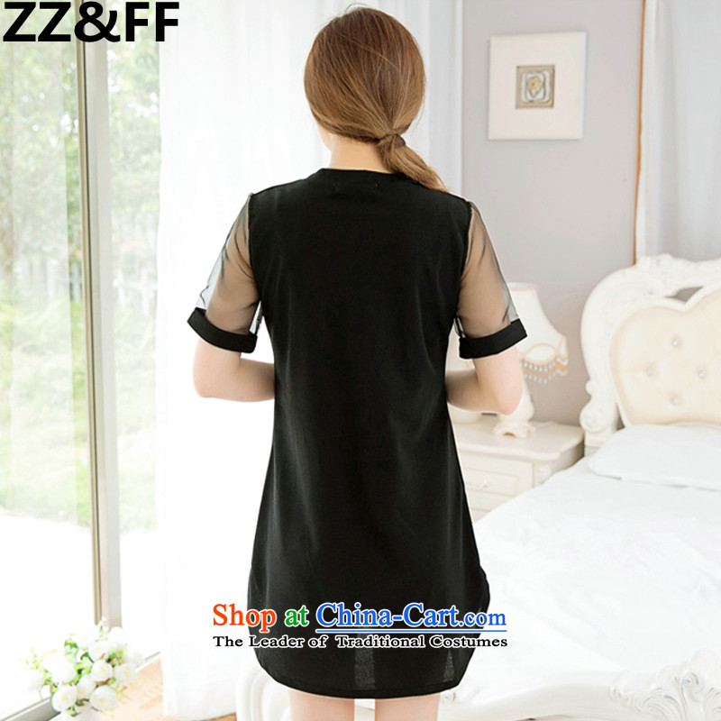2015 Summer Zz&ff new MM thick Korean version long skirt short-sleeved gauze thin black skirt XXXXL,ZZ&FF,,, Video Online Shopping