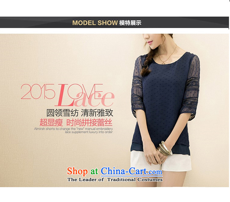 The interpolator auspicious large 2015 Women's Summer new ethnic thick MM THIN biological aerial Sau San video cuff lace stitching t-shirt chiffon Netherlands 1505 Blue 2XL Photo, prices, brand platters! The elections are supplied in the national character of distribution, so action, buy now enjoy more preferential! As soon as possible.