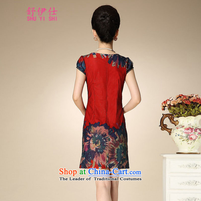 Schui Mr Rafael Hui new products in older aristocratic ladies graceful summer short-sleeved stamp kit with jubilation mother thick skirt Wedding Dress Suit Large diamond dresses in red XXL, schui see (shuyishi) , , , shopping on the Internet
