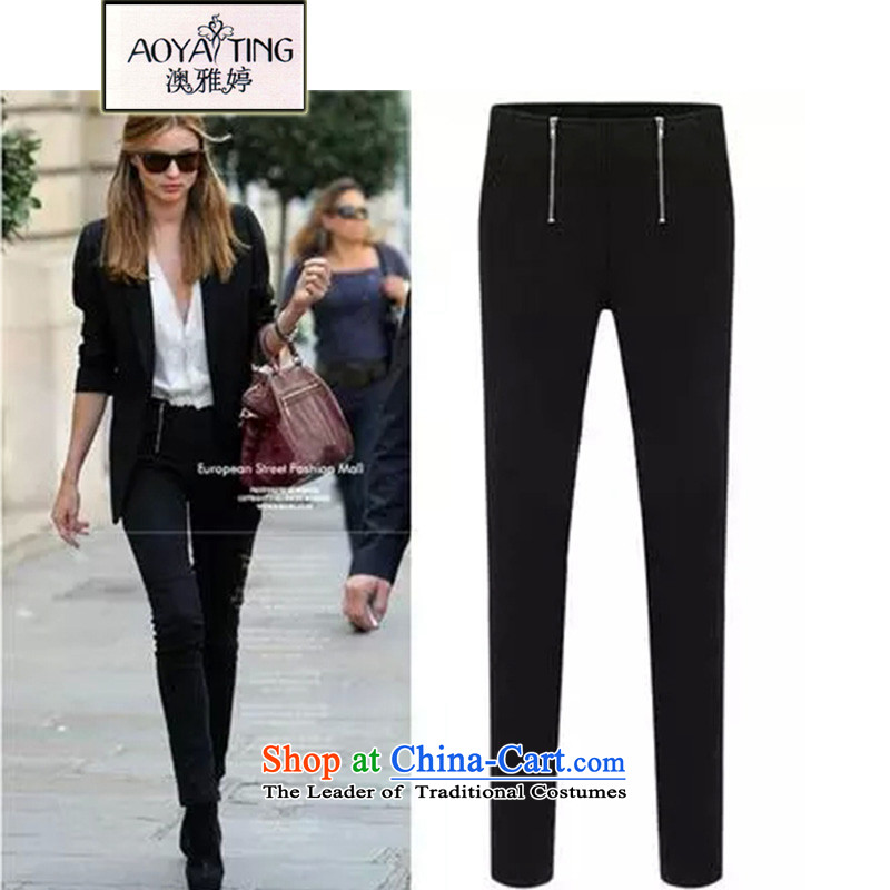 O Ya-ting2015 new to increase women's code thick mm castor pencil trousers spring and fall video thin casual pants female black3XL145-165 recommends that you Jin