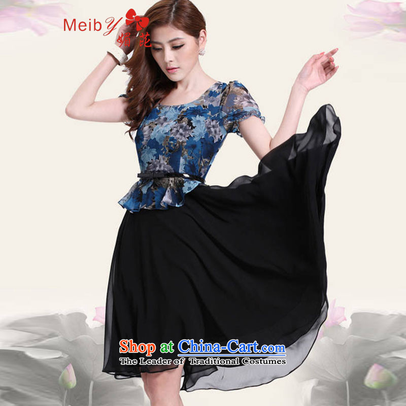 Large meiby female wild Sleek and versatile large summer new OL chiffon dresses larger female high video thin skirt 1135 XL, of color picture (meiby) , , , shopping on the Internet