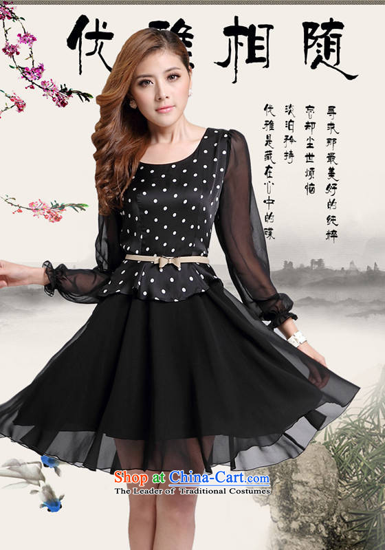 Large meiby female wild Sleek and versatile large new spring and autumn OL Couture fashion larger dresses 1161 black dot L picture, prices, brand platters! The elections are supplied in the national character of distribution, so action, buy now enjoy more preferential! As soon as possible.