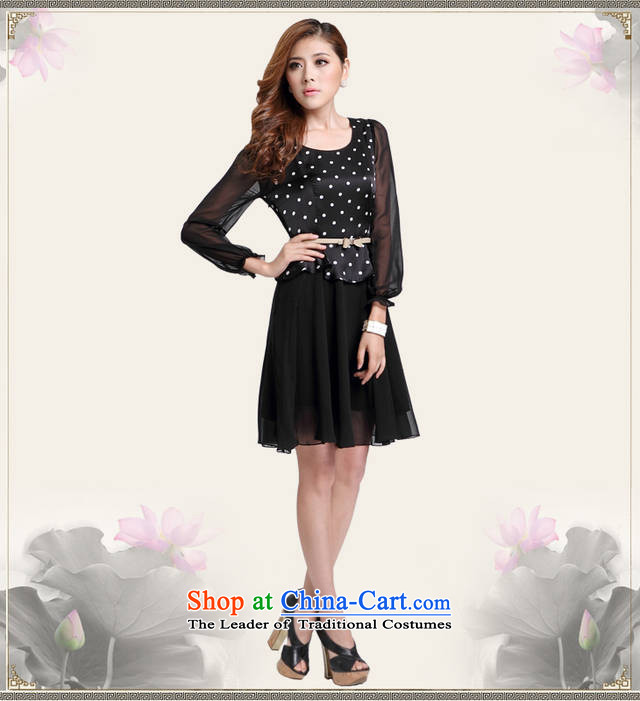 Large meiby female wild Sleek and versatile large new spring and autumn OL Couture fashion larger dresses 1161 black dot L picture, prices, brand platters! The elections are supplied in the national character of distribution, so action, buy now enjoy more preferential! As soon as possible.
