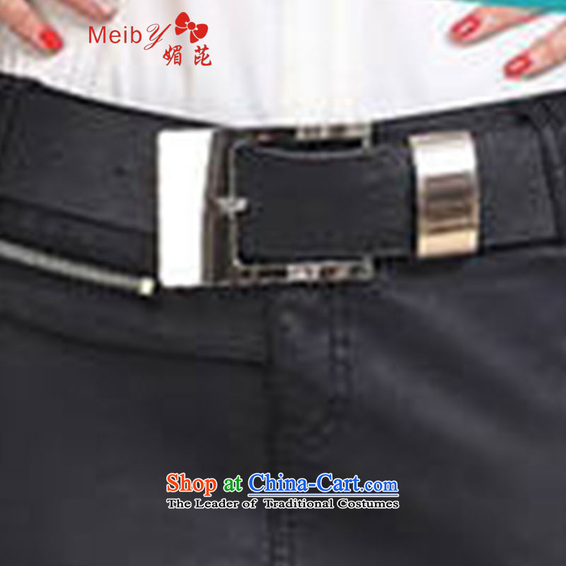 Large meiby female wild Sleek and versatile large new Korean modern leather skirt skirt trousers shorts female black , L, of 1180 (meiby) , , , shopping on the Internet