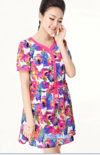Maximum number of ladies large wild women 2014 Summer new stylish Sweet color mm thick flower Sau San short-sleeved dresses #1373 picture color large code 4XL Photo, prices, brand platters! The elections are supplied in the national character of distribution, so action, buy now enjoy more preferential! As soon as possible.