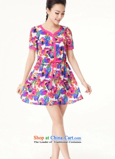 Maximum number of ladies large wild women 2014 Summer new stylish Sweet color mm thick flower Sau San short-sleeved dresses #1373 picture color large code 4XL Photo, prices, brand platters! The elections are supplied in the national character of distribution, so action, buy now enjoy more preferential! As soon as possible.
