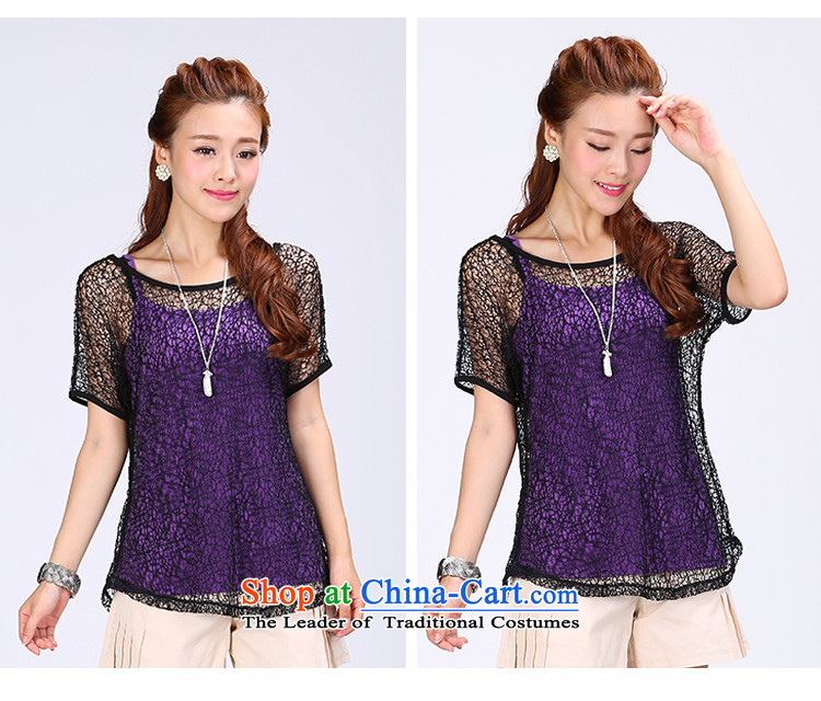 Luo Shani flower code women thick sister 200 catties to xl thick mm summer two kits short-sleeved T-shirt lace vest female wide video thin black 6XL 6751 picture, prices, brand platters! The elections are supplied in the national character of distribution, so action, buy now enjoy more preferential! As soon as possible.