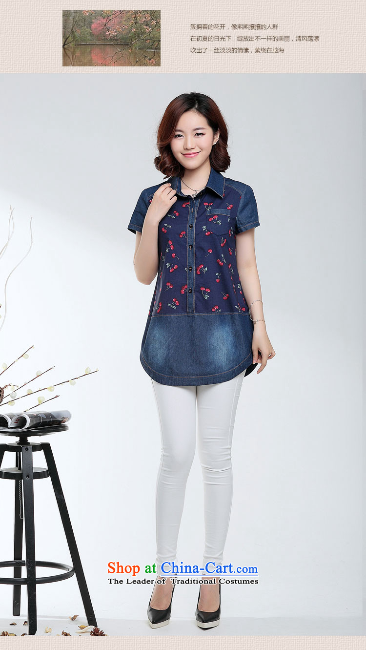 Cover Story 2015 Summer linen T shirt larger female middle-aged moms with cowboy loose cotton linen short-sleeved shirt female clothes navy blue XXL picture, prices, brand platters! The elections are supplied in the national character of distribution, so action, buy now enjoy more preferential! As soon as possible.