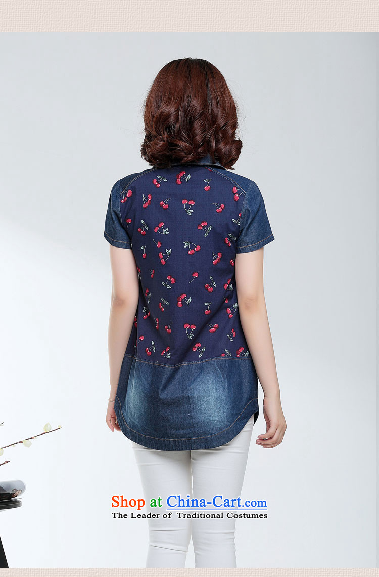 Cover Story 2015 Summer linen T shirt larger female middle-aged moms with cowboy loose cotton linen short-sleeved shirt female clothes navy blue XXL picture, prices, brand platters! The elections are supplied in the national character of distribution, so action, buy now enjoy more preferential! As soon as possible.