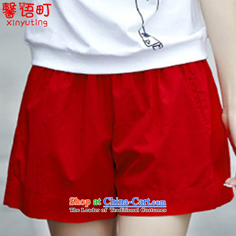 In the summer of 2015, Cho Jae-hyung, the new large female stamp shorts, short-sleeved T-shirt Leisure Suite 1825  XL, Xin Arabic-machi red , , , shopping on the Internet