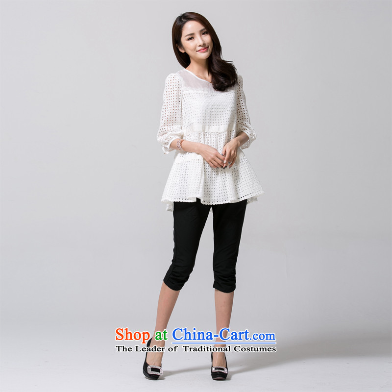 In the Addis Ababa Center solabe/ mm new spring and summer Korean Language air cuff chiffon shirt large relaxd sweet lace thin coat female white graphics XXXL, Sola Addis Ababa (solabe) , , , shopping on the Internet