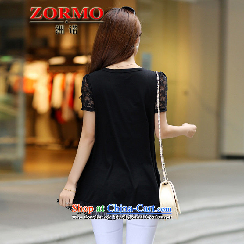 2015 Summer ZORMO new lace stitching larger T-shirt female thick add fertilizers mm dolls increase leisure t-shirt black XXXL,ZORMO,,, shopping on the Internet