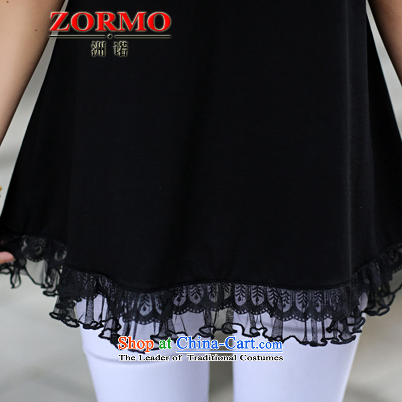 2015 Summer ZORMO new lace stitching larger T-shirt female thick add fertilizers mm dolls increase leisure t-shirt black XXXL,ZORMO,,, shopping on the Internet