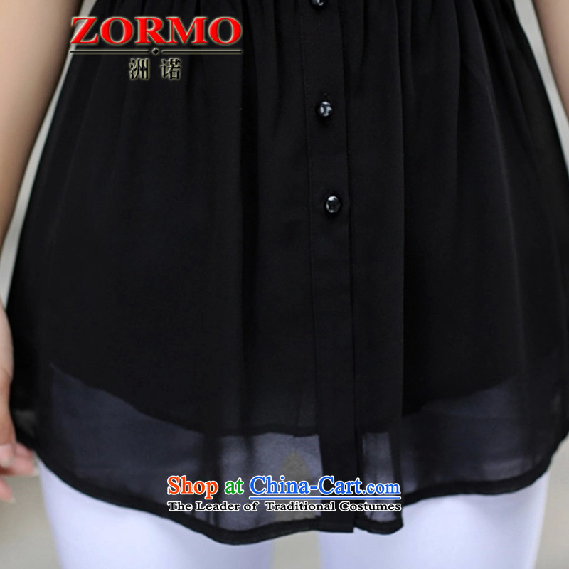 2015 Summer ZORMO new lace stitching in long large chiffon shirt thick mm to intensify Foutune of black shirt XXL,ZORMO,,, shopping on the Internet