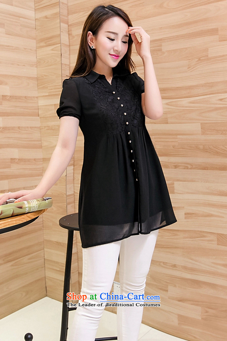 2015 Summer ZORMO new lace stitching larger chiffon shirt to intensify the long summer black XXXL shirts leisure picture, prices, brand platters! The elections are supplied in the national character of distribution, so action, buy now enjoy more preferential! As soon as possible.