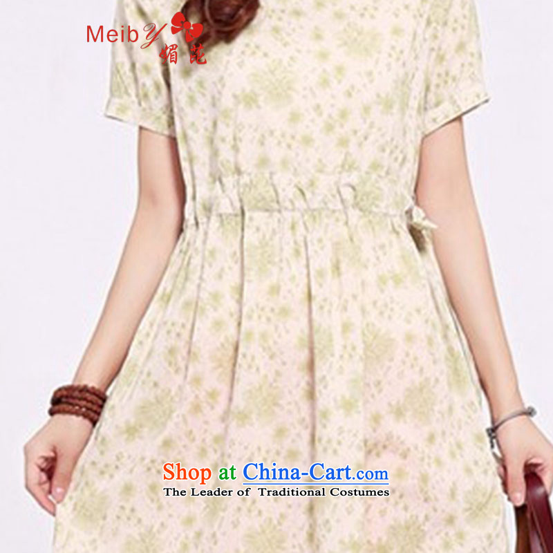 Maximum number of ladies wild ethnic cotton linen dresses 2014 new summer for women short-sleeved saika Foutune of Linen Dress 6723 XXL, of light green (meiby) , , , shopping on the Internet