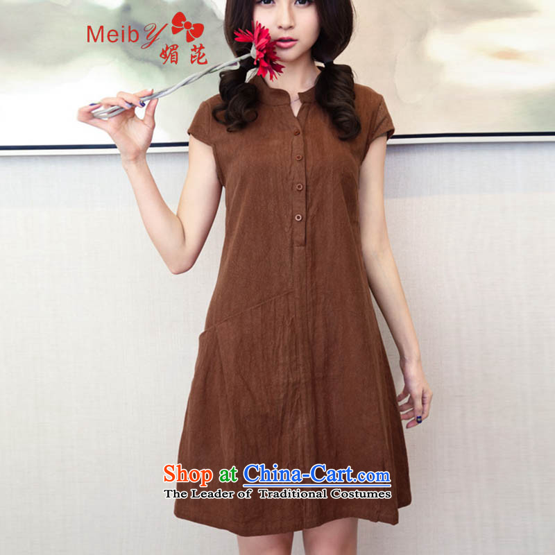 Maximum number of ladies wild real concept for summer new arts Linen Dress code is casual relaxd large short-sleeved sum female cotton linen dresses 8192 2666 4289 XL, of meiby () , , , shopping on the Internet