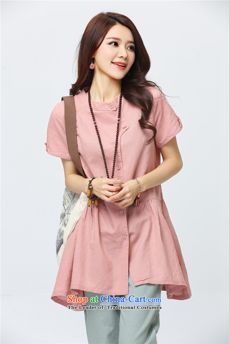 Maximum number of ladies wild summer NEW SHIRT Linen Dress Short-sleeved Korean version of loose cotton linen tunic female 9,062 pink XL Photo, prices, brand platters! The elections are supplied in the national character of distribution, so action, buy now enjoy more preferential! As soon as possible.