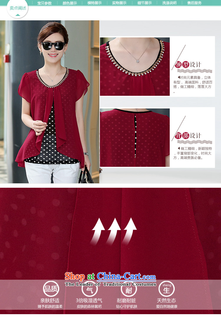 Hundred Li Ying Summer 2015 new women's short-sleeved shirt women chiffon Korean version of large numbers of female false two wave point t-shirts in red t-shirt L picture, prices, brand platters! The elections are supplied in the national character of distribution, so action, buy now enjoy more preferential! As soon as possible.